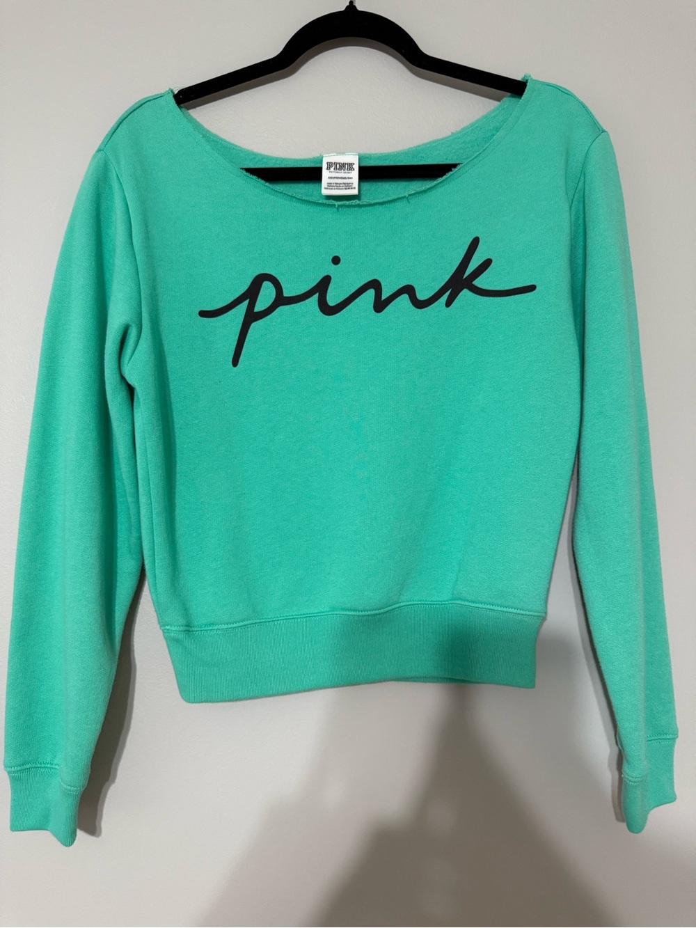 PINK Victoria's Secret Teal Crewneck Sweatshirt with Script Logo